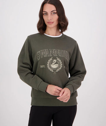 Swanndri Womens Ivy Embroidered Crew Olive