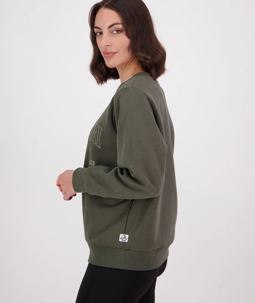 Swanndri Womens Ivy Embroidered  Crew Olive