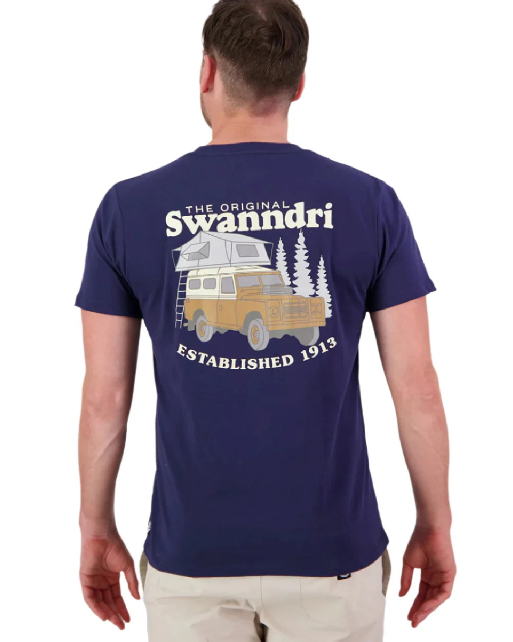 Swanndri Mens Pop Top Printed T-Shirt Navy/Light Taupe