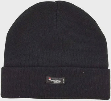 Beanie wool black thinsulate lined