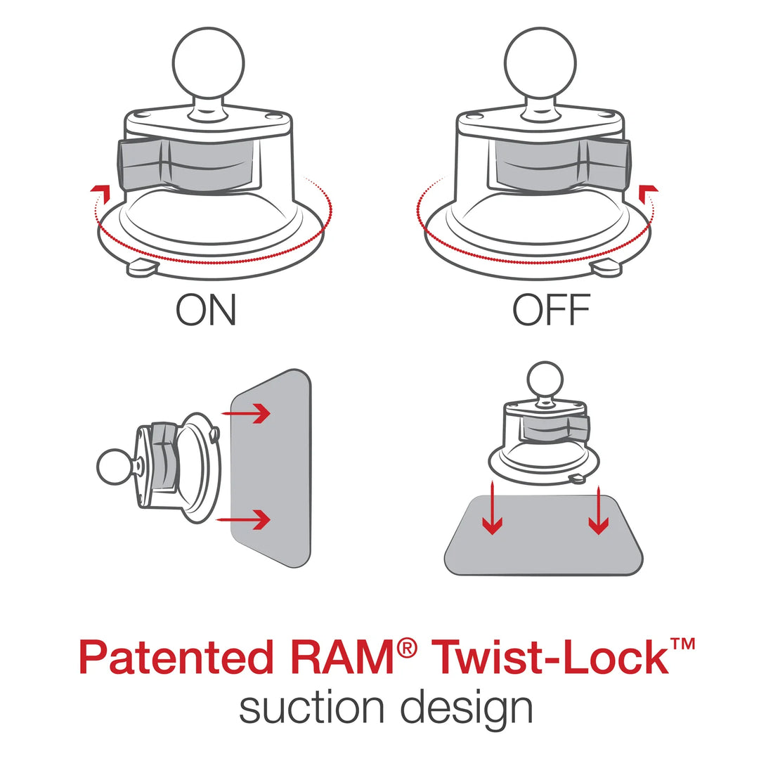 RAM Suction Cup Twist Lock With Ball