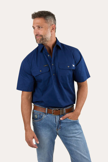 Ringers Western Pack Saddle Mens Short Sleeve Half Button Work Shirt