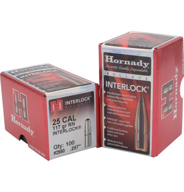 Hornady 25 Cal 117gr RN InterLock Projectiles (100pk)