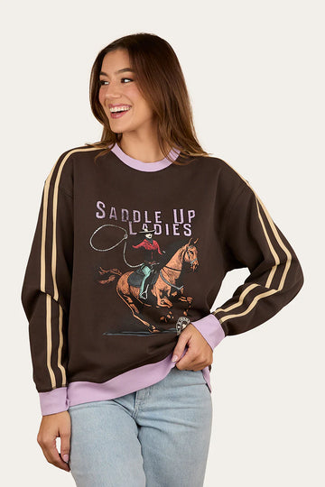 Ringers Western Saddle Up Womens Pullover Crew