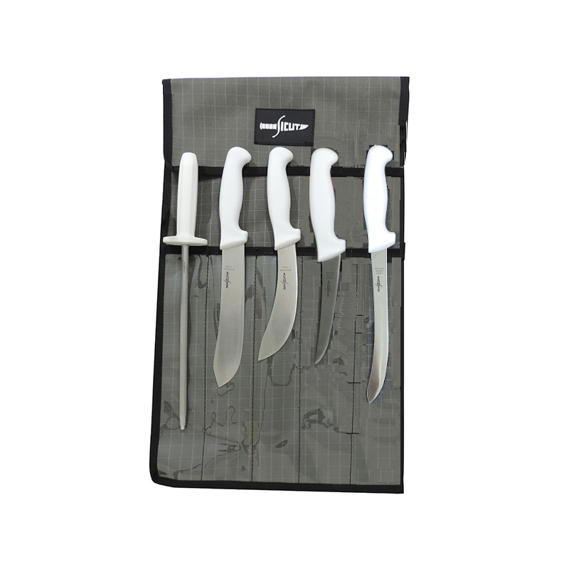 Sicut All Purpose 6 Piece Knife Roll Set (White Handle)