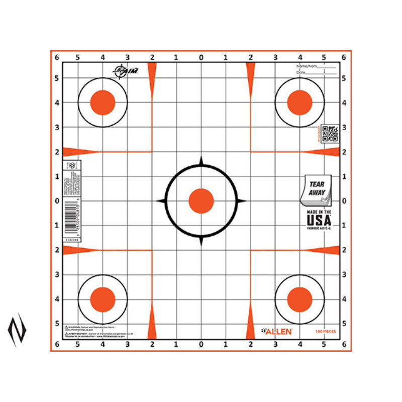 Allen EZ Aim Paper 12"x12" Sight in Grid Target Peel away 100pk