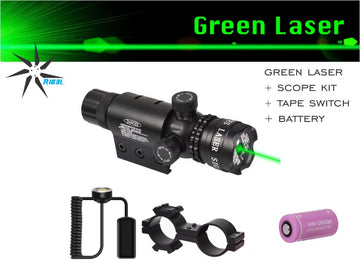 Eagleye Green Laser Kit includes battery, tape switch & scope ring