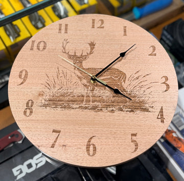 Sports Hut Etched Timber Wall Clock
