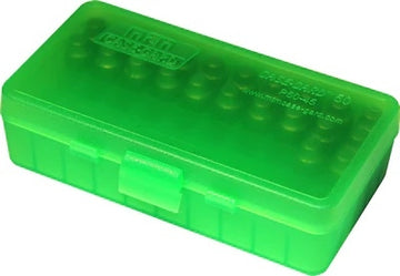 MTM Pistol Ammo Box 50 Round Flip-Tip 9mm 380 ACP Clear Green