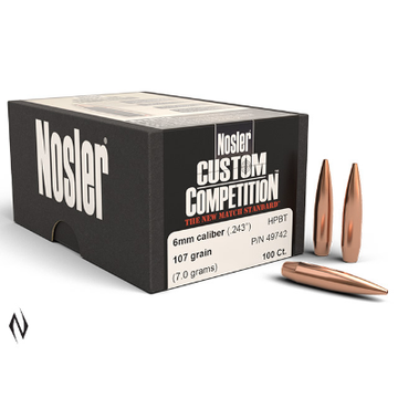 Nosler 6mm .243 HPBT 107gr 100pk Custom Comp