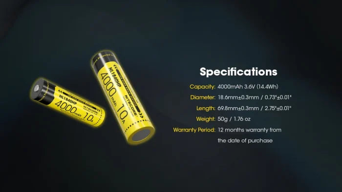 NiteCore High Performance Li-ion Battery 3.6V 4000mAh