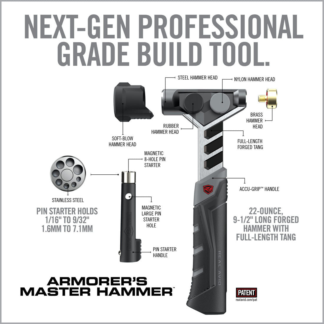 Real Avid Armorer’s Master Hammer™ and Accu-Punch® 11-Piece Standard Pin Punch Set