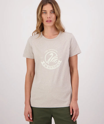 Swanndri Women's Original V4 T Shirt Oat Marle/Ecru