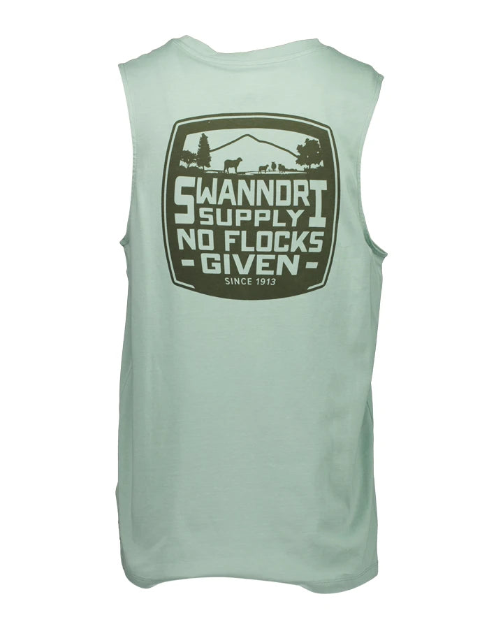 Swanndri Mens No Flocks Printed Tank Seafoam/Forest