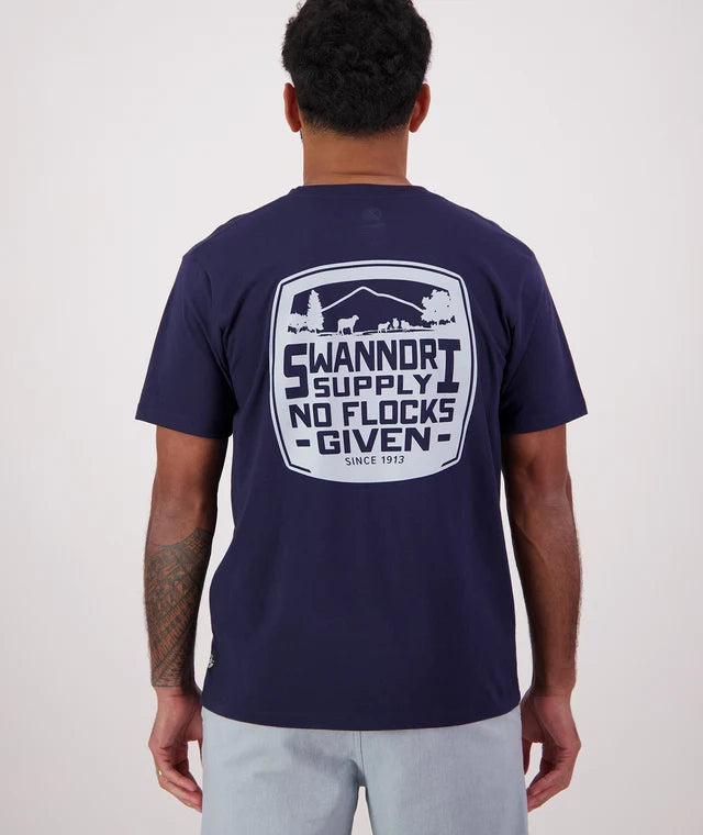 Swanndri Mens No Flocks T Shirts Navy/Iceberg