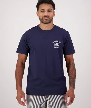 Swanndri Mens All Cylinders T Shirt Navy/Ecru