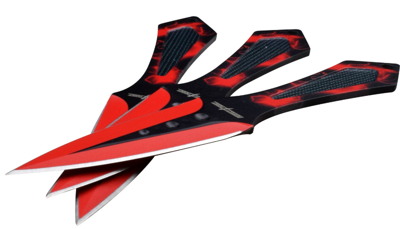 Perfect Point Red Flame Throwing Knives 3pc