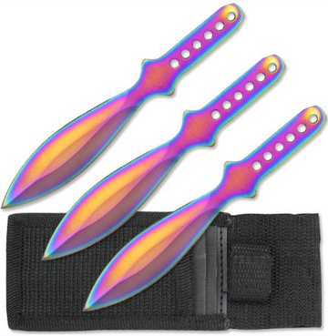 Perfect Point Rainbow Throwing Knives 3pk