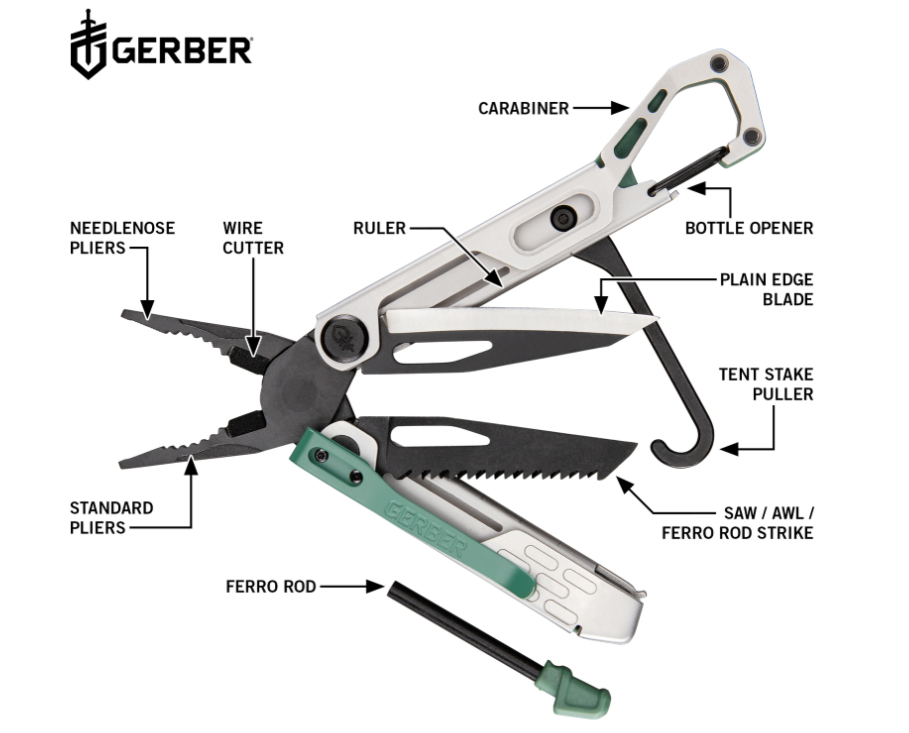 Gerber Stakeout Spark Camp Tool Silver/Baltic Haze