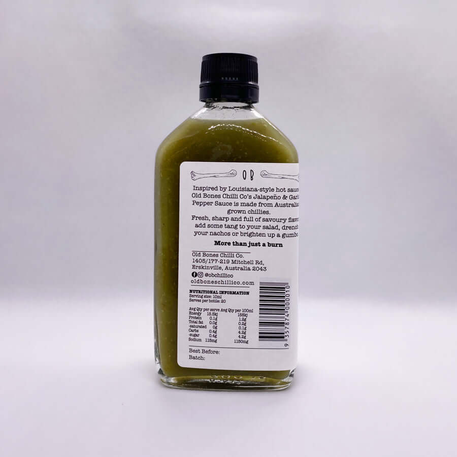 Old Bones Chilli Co Jalapeno And Garlic Sauce