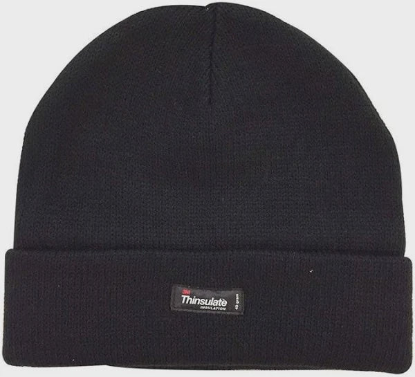 Beanie wool black thinsulate lined