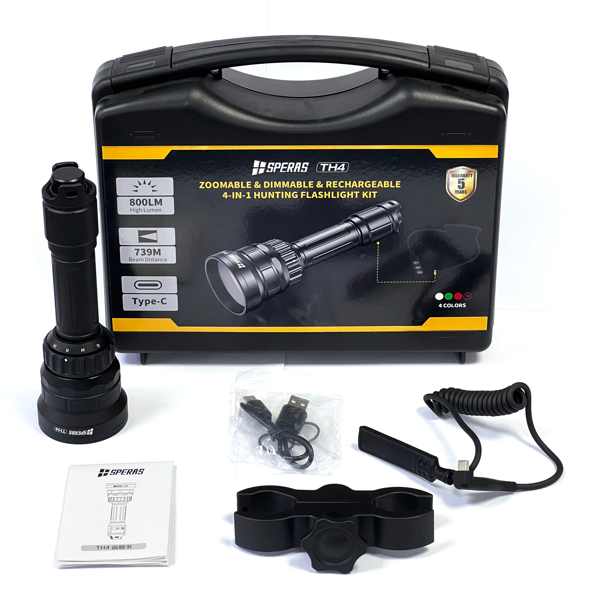 Speras TH4 Hunting Flashlight Kit (White, Green, Red, IR)