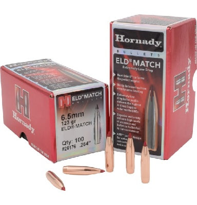 Hornady 6.5mm Cal 123 gr ELD Match Projectiles (100pk)