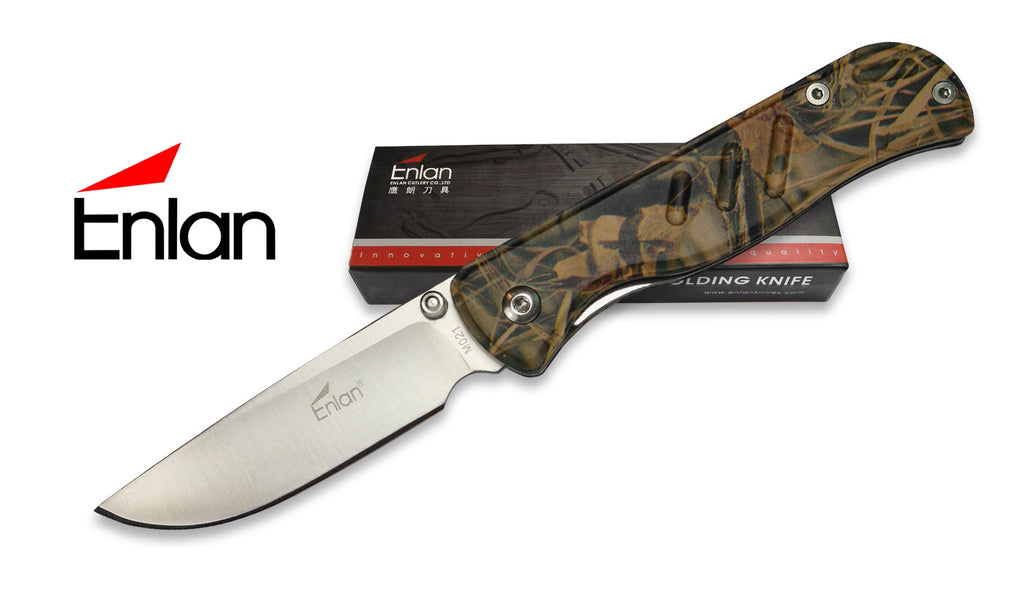 Enlan Camo Hollow Ground Folding Knife | M021CA