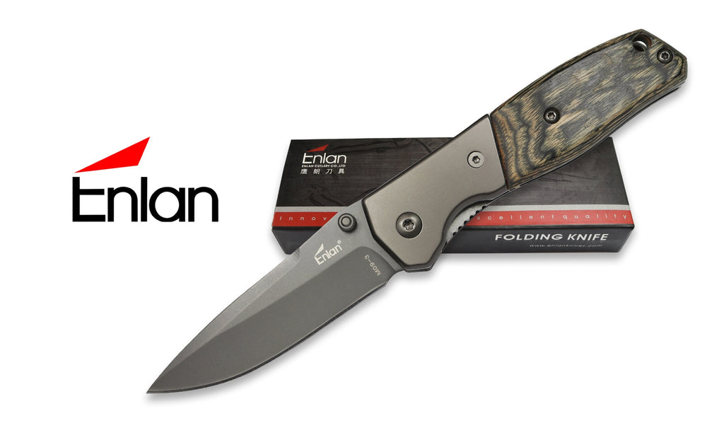 Enlan Grey Pakka Handle Folding Knife | M09-3