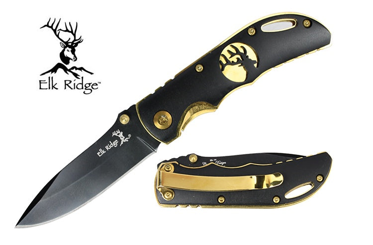 Elk Ridge Black/Gold Folding Knife | ER134
